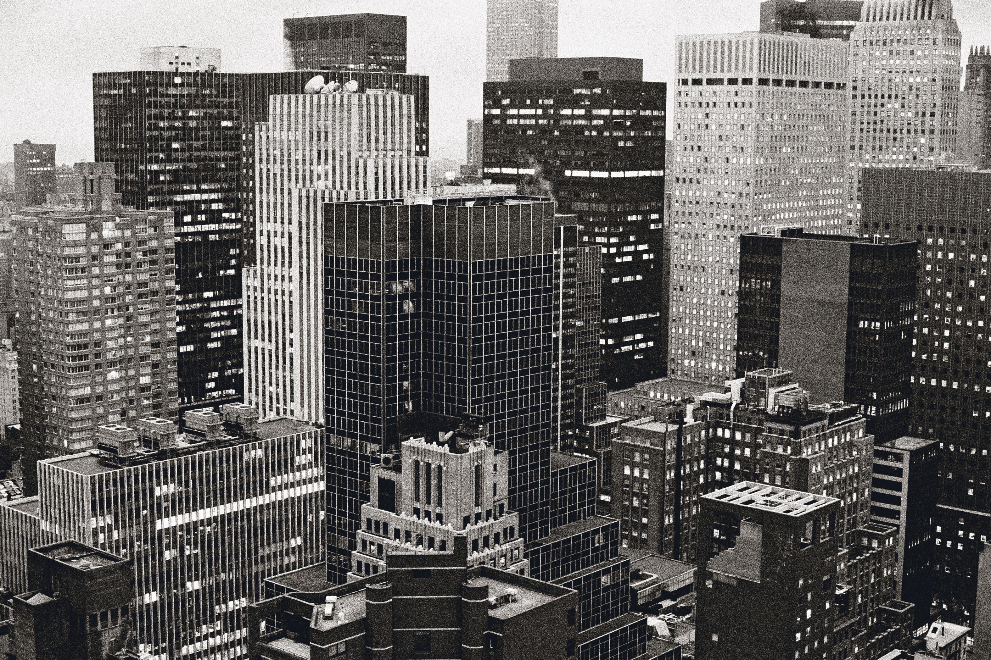 Michael Doster Black and White Photograph - New York, Analog Photography, C-Print, Buildings black and white