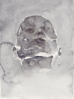 untitled (Head) 2012, watercolor on hand made paper, Scandinavian art