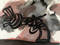 untitled, Knotted-Gun 1986, Non-Violence, gouache on paper