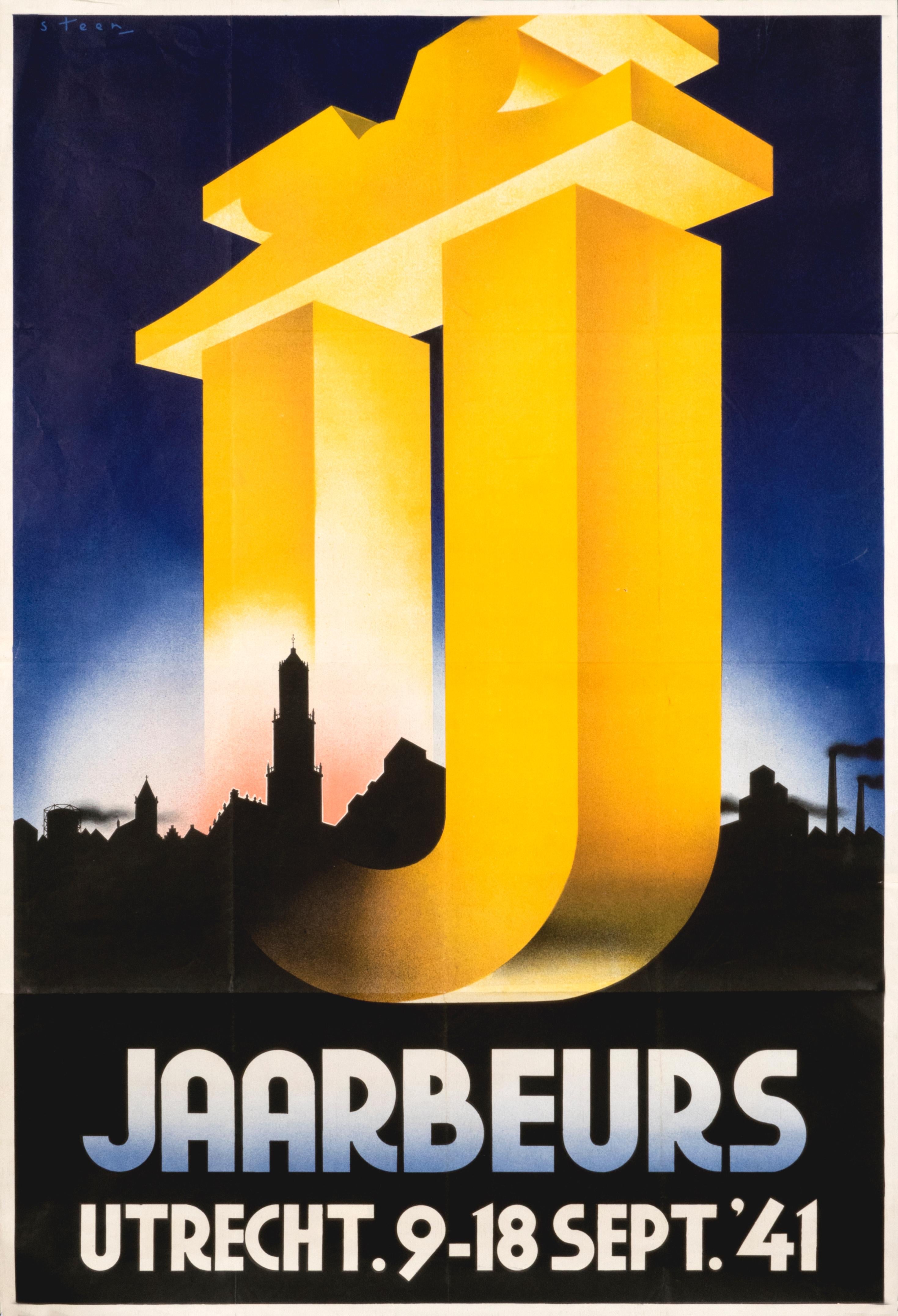 "Jaarbeurs Utrecht 1941" Original Vintage Art Deco Dutch Trade Fair Poster - Print by Steen