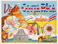 "Visit Costa Rica" Original Vintage 1950 Travel Poster 
