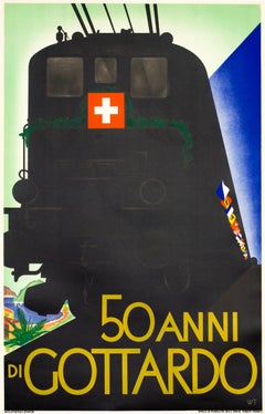 "50 Anni di Gottardo" Original Vintage Train Poster