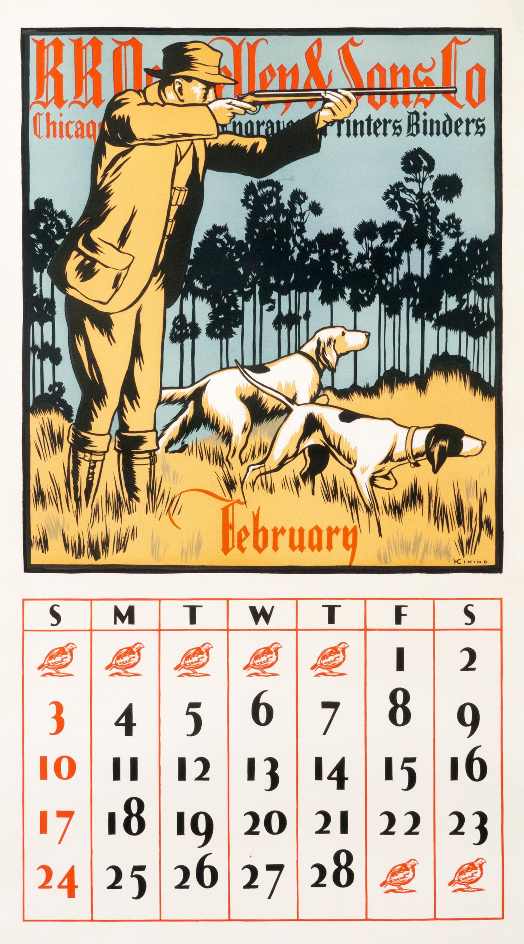 "RR Donnelley & Sons Co. - February" Original Vintage Calendar Page - Print by Harry Cimino