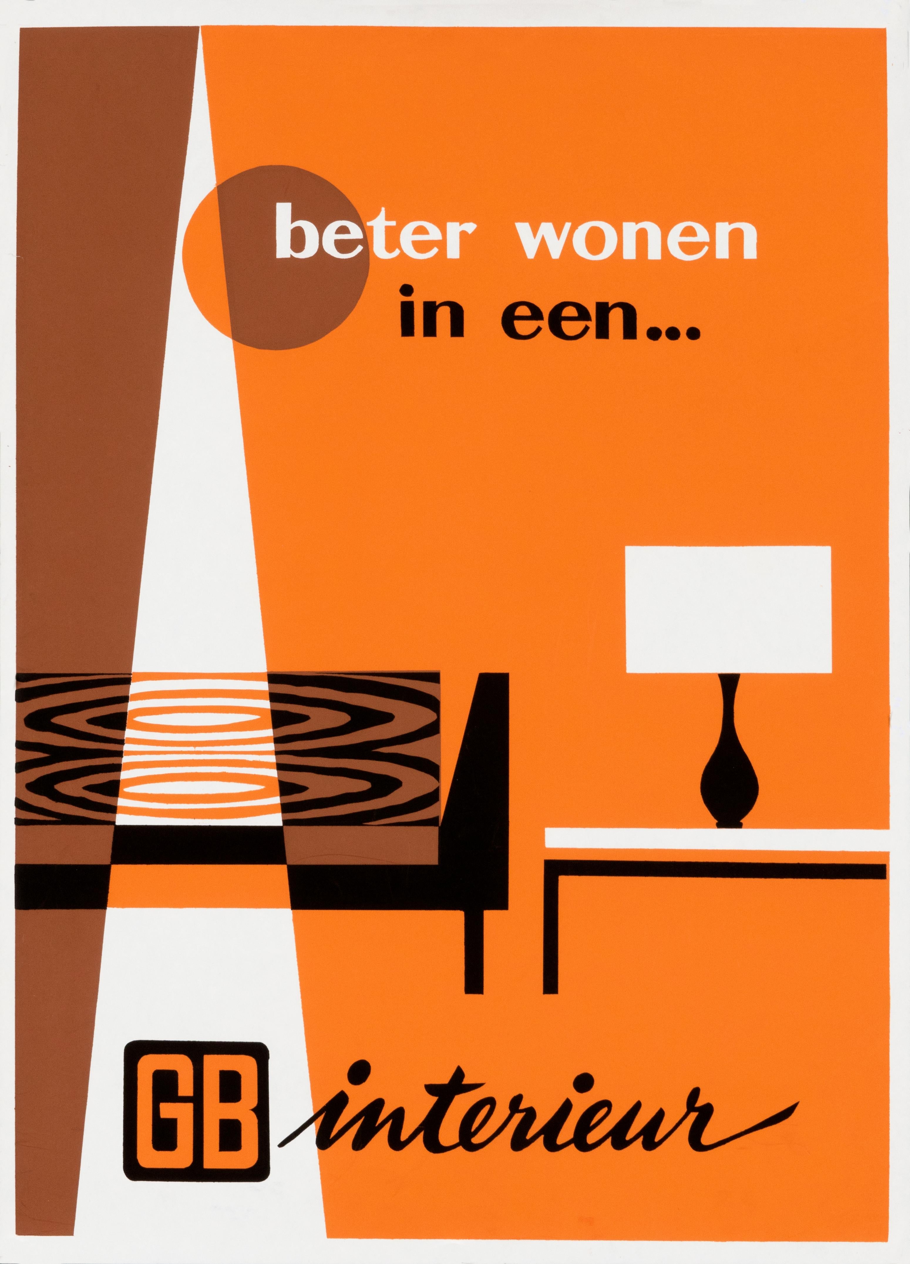 "Beter Wonen - GB Interieur" Dutch 1970s Interior Design Original Vintage Poster - Print by Adriaan Willem Driessen
