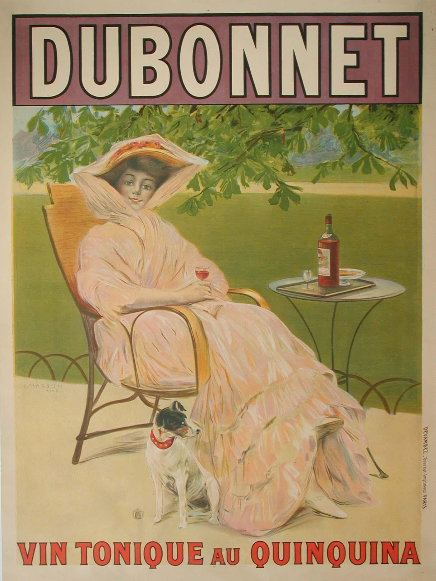 "Dubonnet" Original Antique Beverage Poster, 1908 - Print by Claire Masson