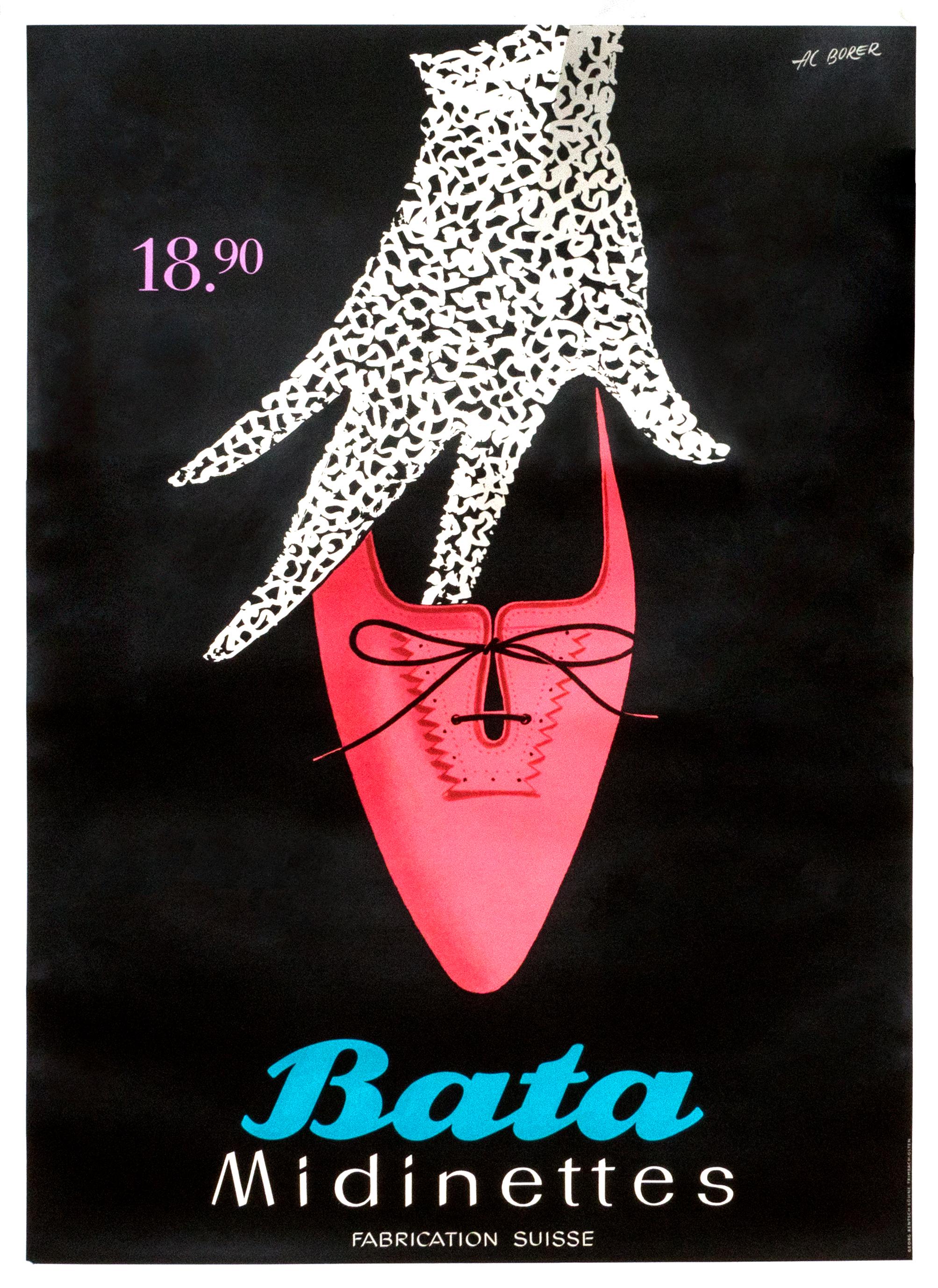 "Bata Midinettes" Original Vintage Sexy Shoe Poster - Print by Albert Borer