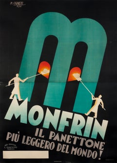 "Monfrin il panettone piu leggero del mondo!" Original Vintage Food Poster 1930s