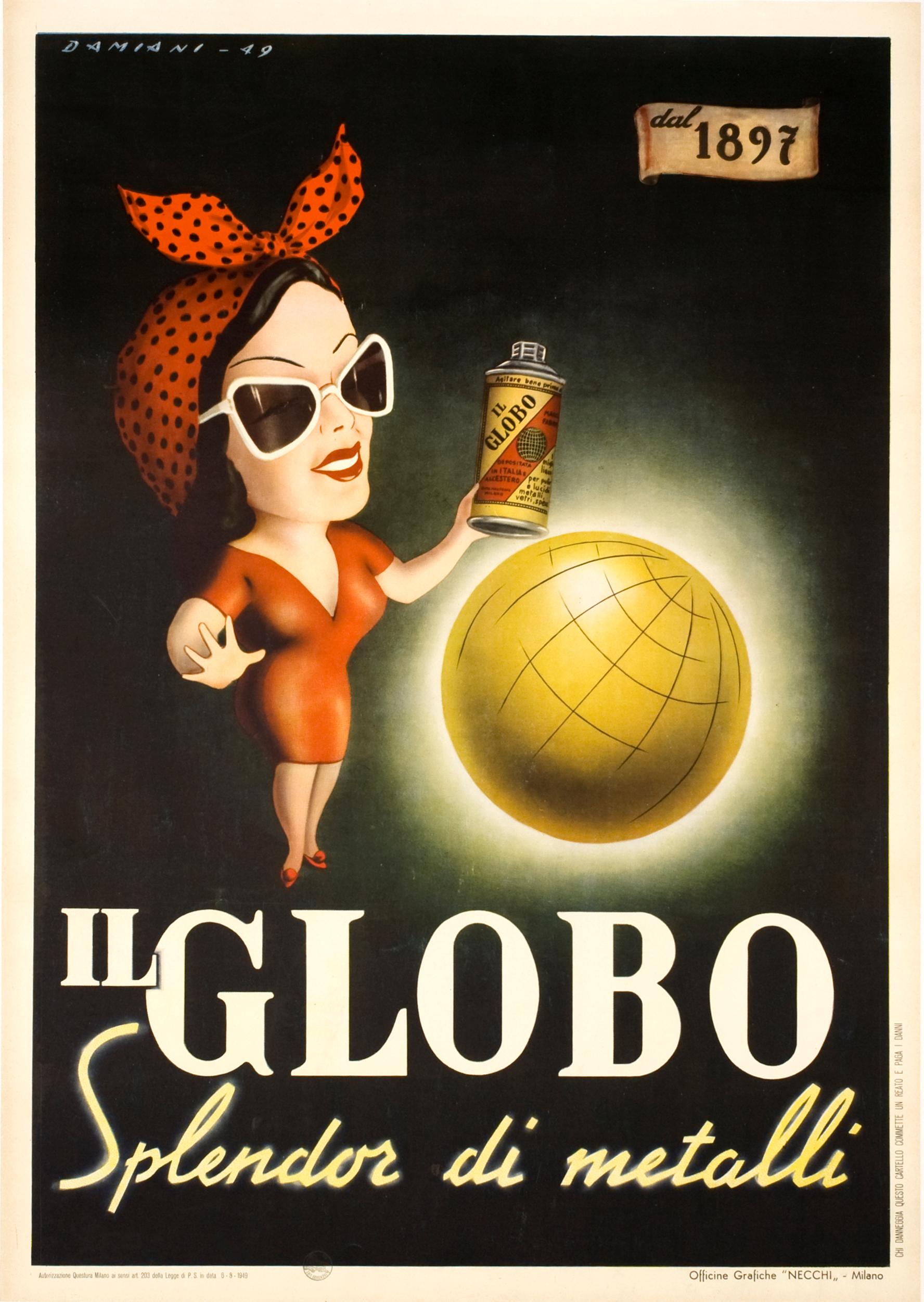 "Il Globo" Original Mad Man Era Vintage Spray Paint Poster - Print by Damiani