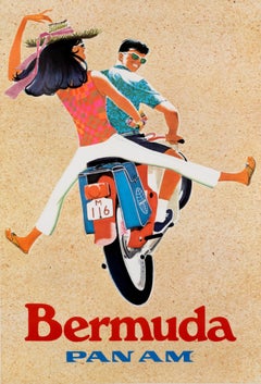 Affiche vintage originale de voyage "Bermuda - Pan Am"