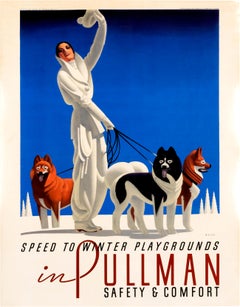 "Pullman - Speed to Winter Playgrounds" Original Vintage Winter Sports Poster