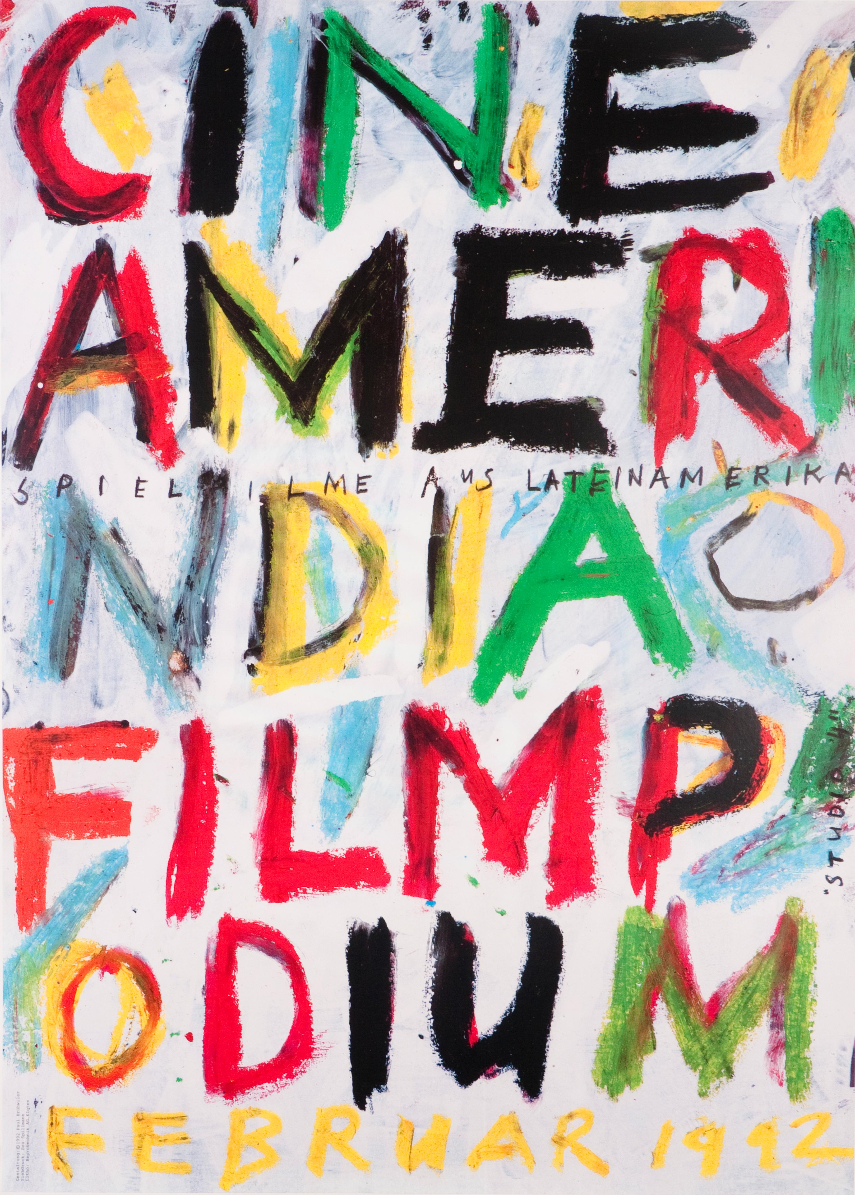 "Cine-Amerindia Filmpodium" Original Vintage Film Festival Poster - Print by Paul Bruhwiler