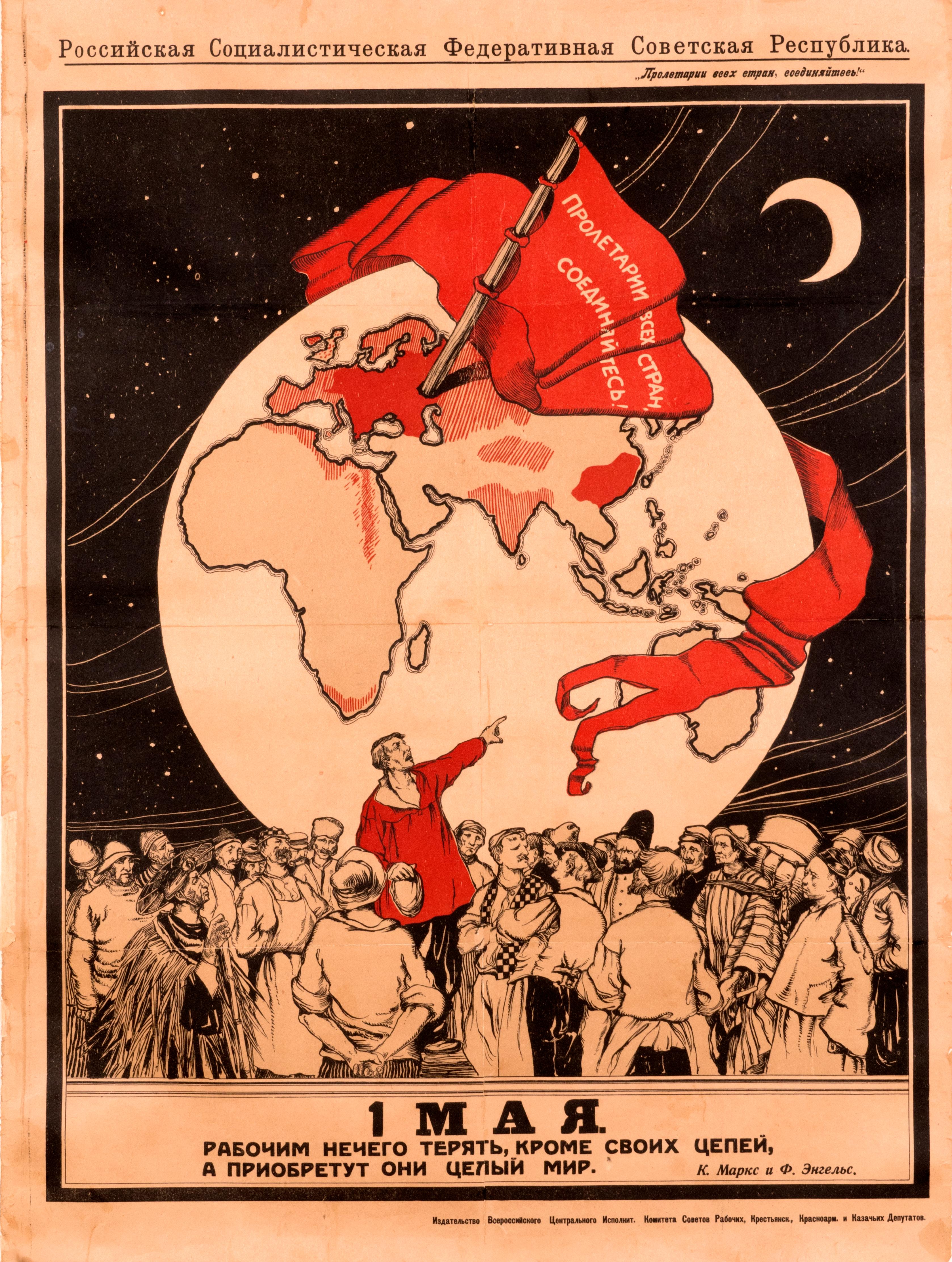 "1st May" Original Vintage Russian Propaganda Poster 1919 - Print by Alexander Apsit