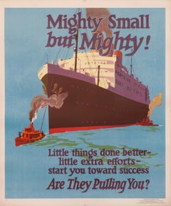 "Mighty Small, but Mighty!" Original Vintage Work Incentive Poster 1920s