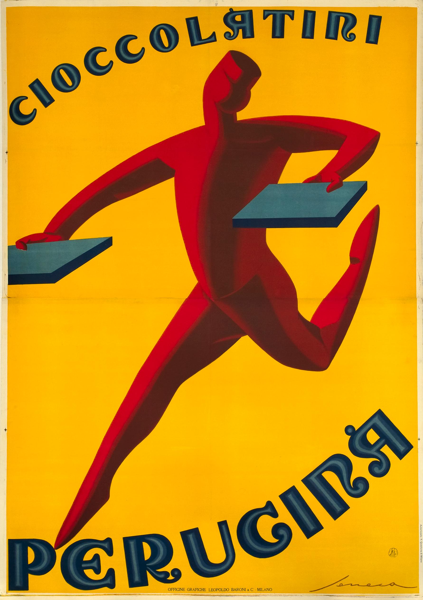 "Cioccolatini Perugina" Original Vintage Art Deco Chocolate Poster 1920s - Print by Federico Seneca