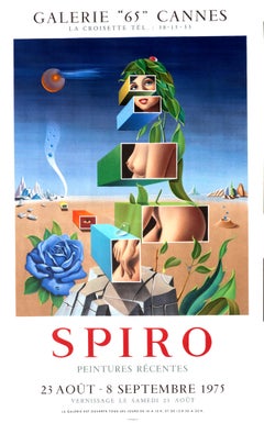 "Spiro Peintures Recentes - Galerie 65 Cannes" Surrealist Exhibition Poster