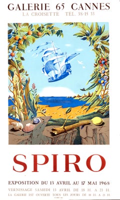 "Spiro - Galerie 65 Cannes" Original Vintage Surrealist Exhibition Poster