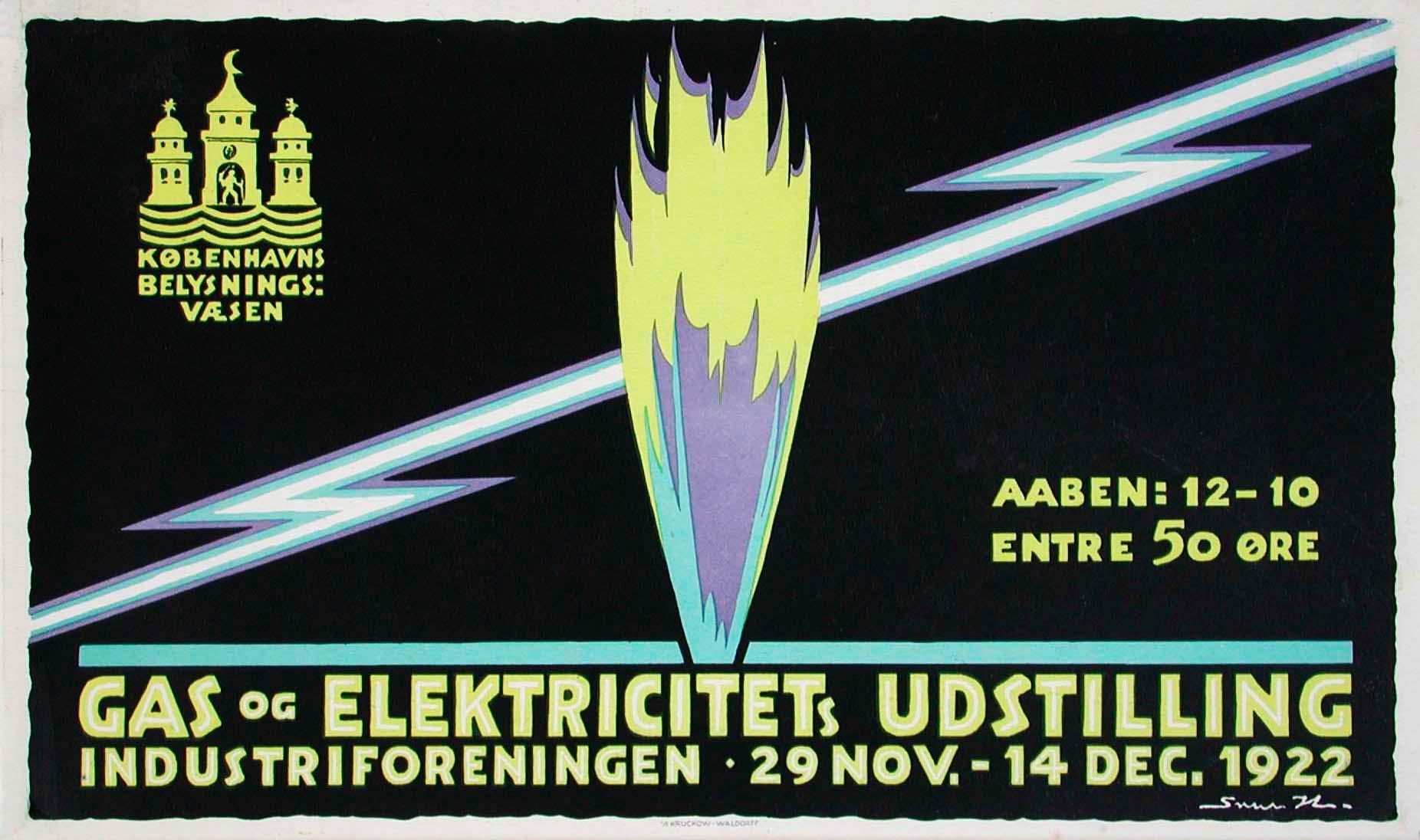 Sven Henrikksen Print - "Gas and Electricity Exhibition" Danish Copenhagen Original Vintage Poster 1922