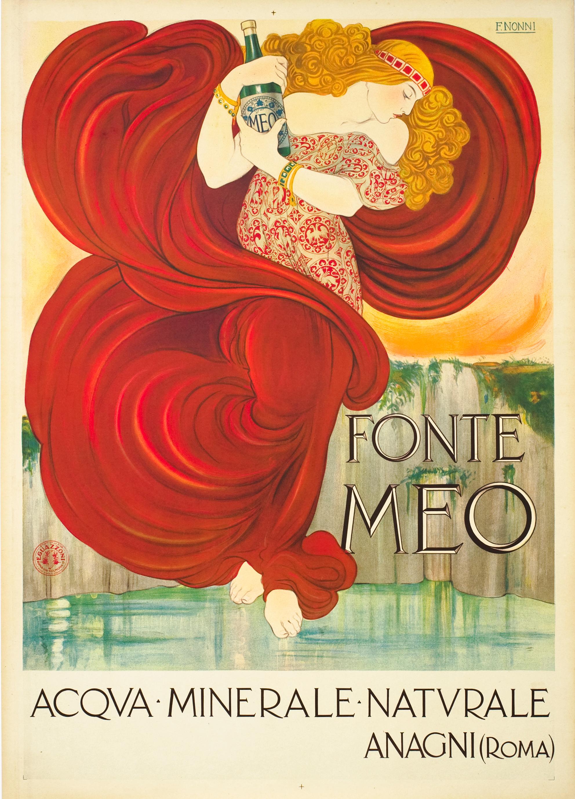 "Fonte Meo - Acqua Minerale" Original Antique Poster - Print by Francesco Nonni