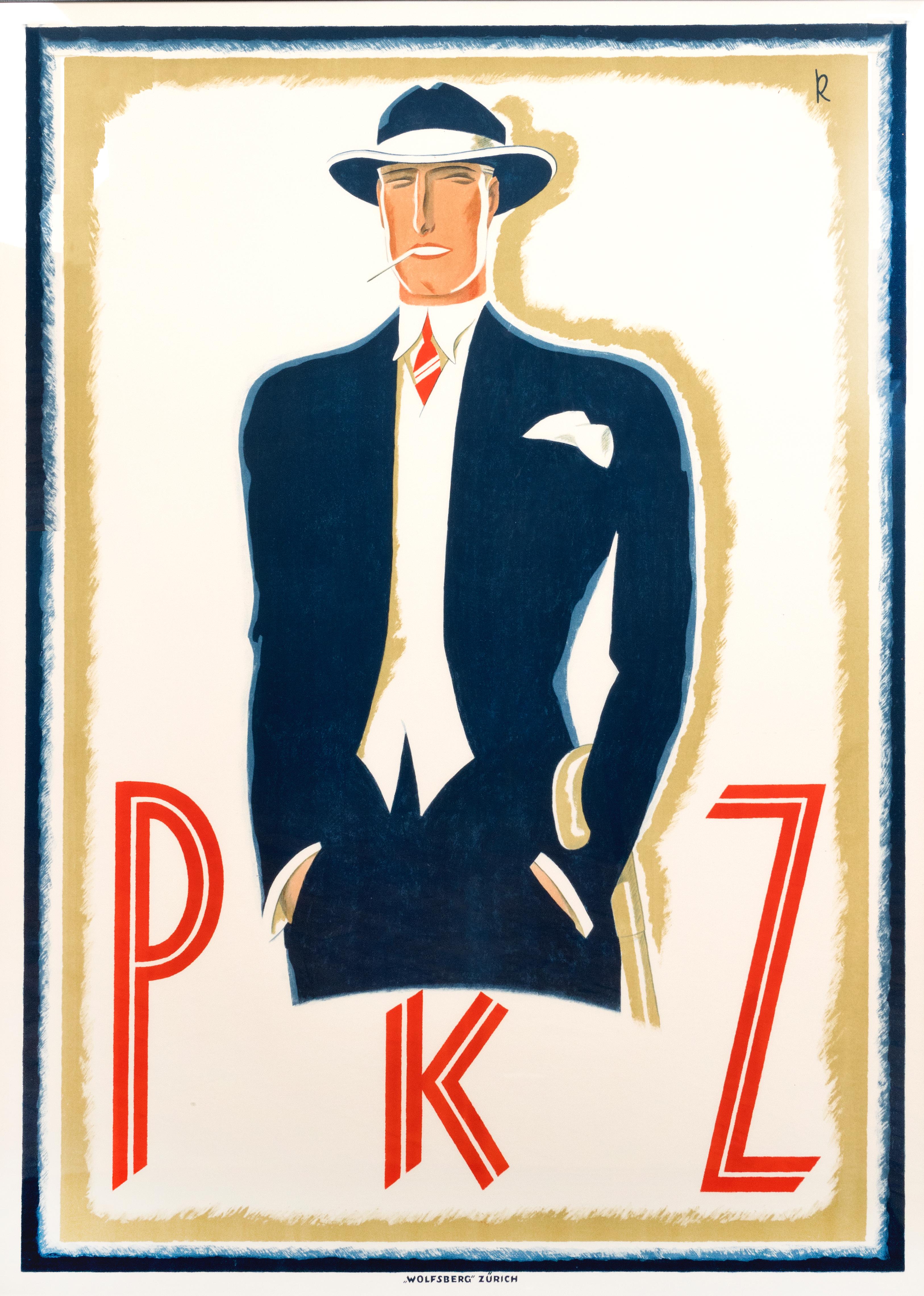 "PKZ" Original Vintage Men's Fashion Poster - Print by A. Kretschmann
