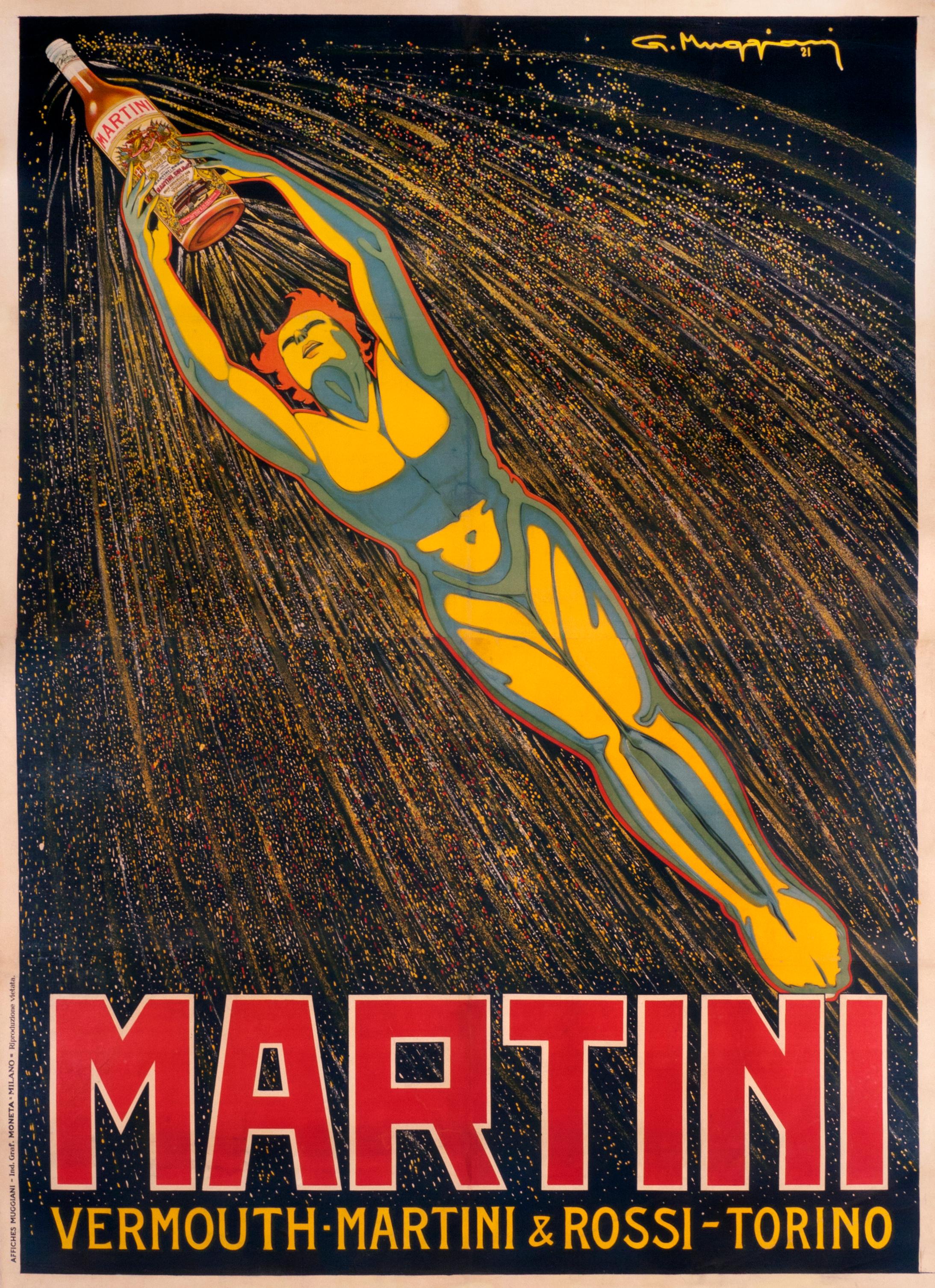 "Martini Vermouth" Original Vintage Alcohol Poster 1920s - Print by Giorgio Muggiani