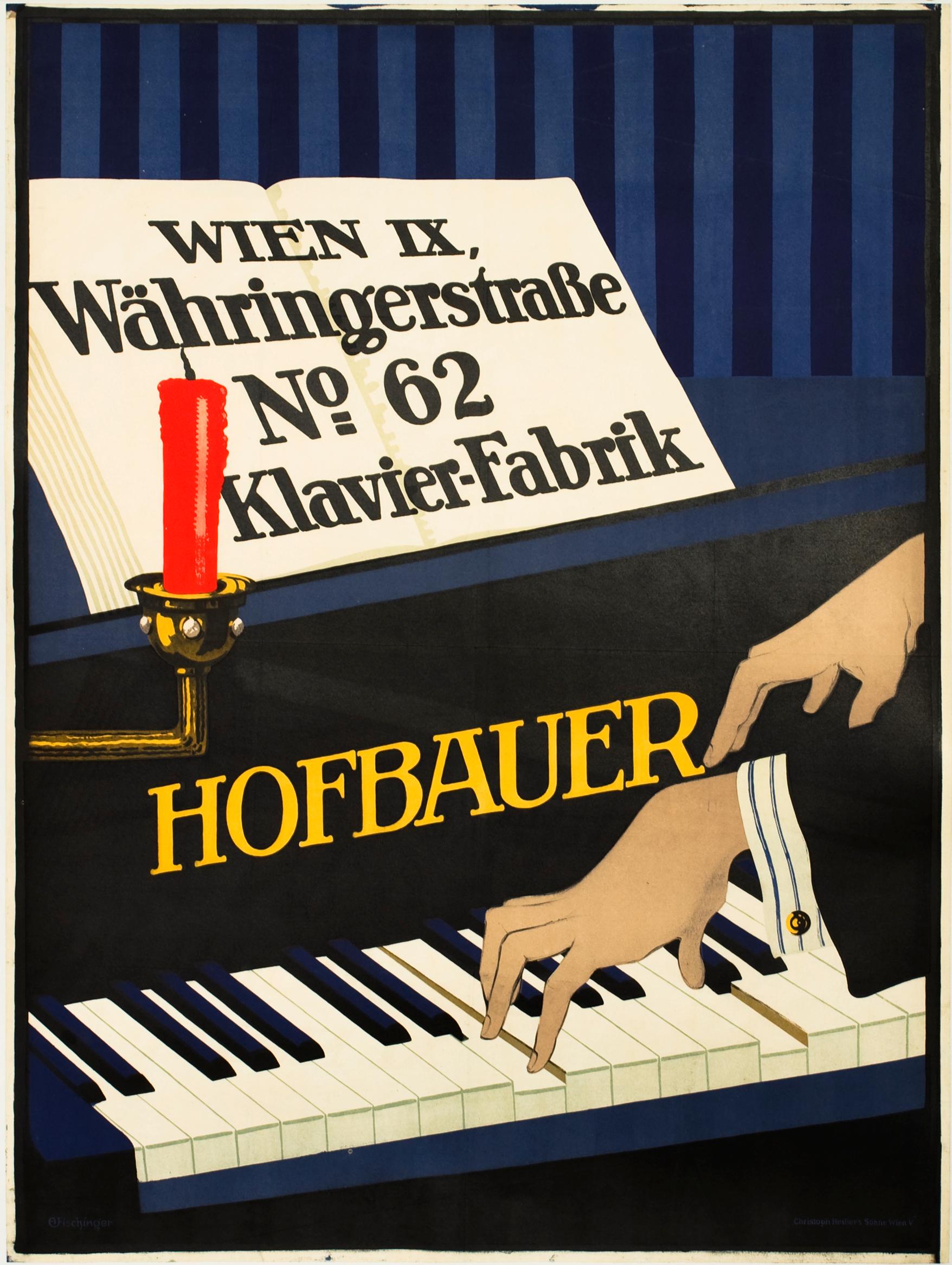 "Hofbauer Klavier - Fabrik" Original Vintage Piano Poster - Print by August Fischinger
