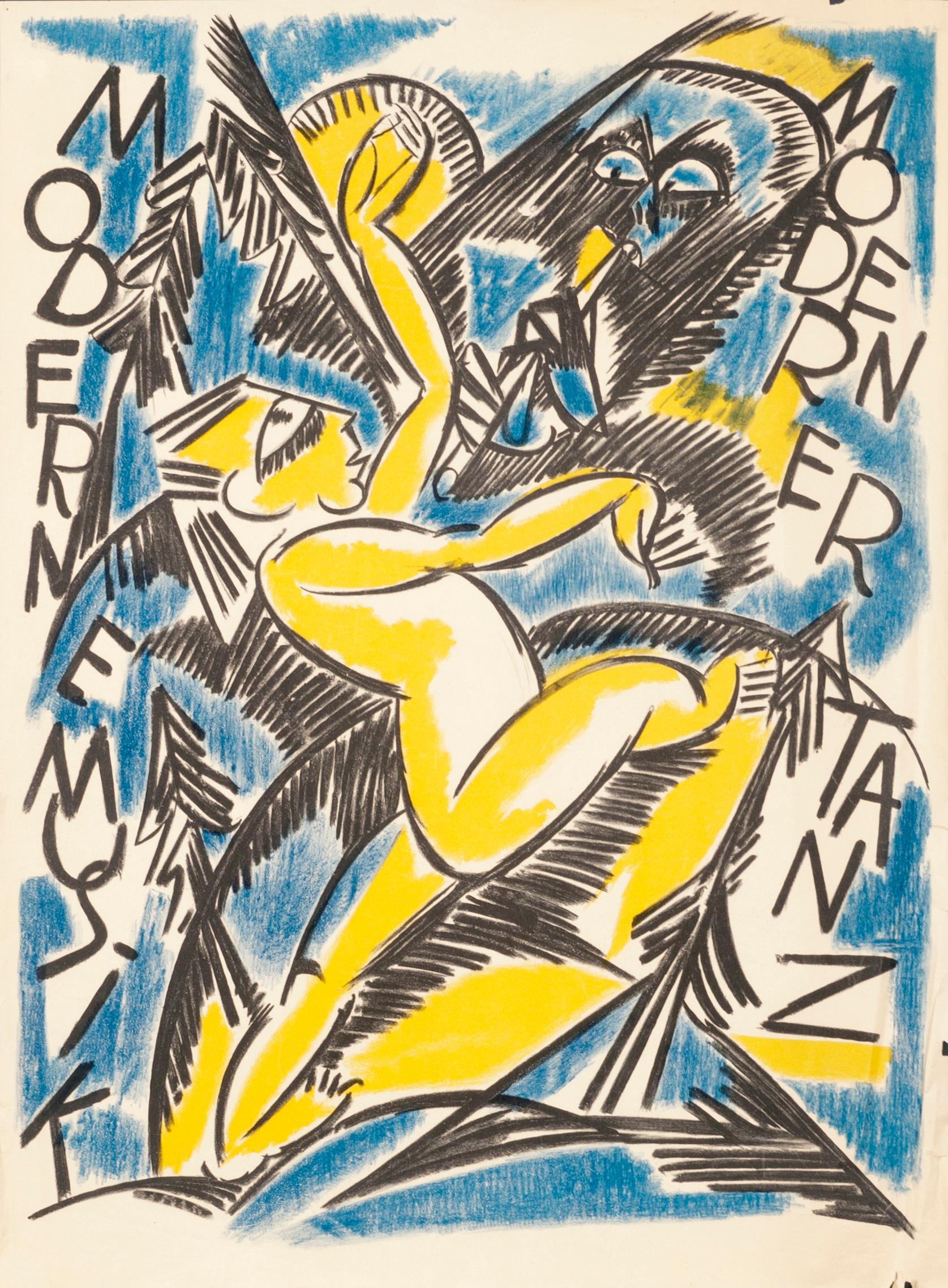 "Modern Musik Modern Tanz" Original Vintage Expressionist Dance Poster 1920s - Print by Karl Jakob Hirsch