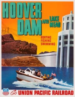 "Hoover Dam and Lake Mead - Union Pacific RR" Original Vintage Travel Poster