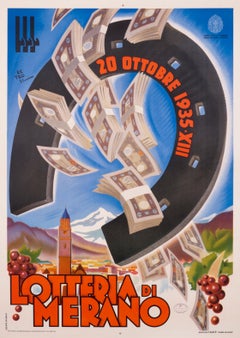 "Lotteria de Merano" Original Vintage Horseshoe Lottery Poster 1930s