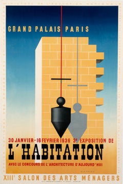 "L'Habitation - Grand Palais Paris" Original Home Design Show Poster 1930s