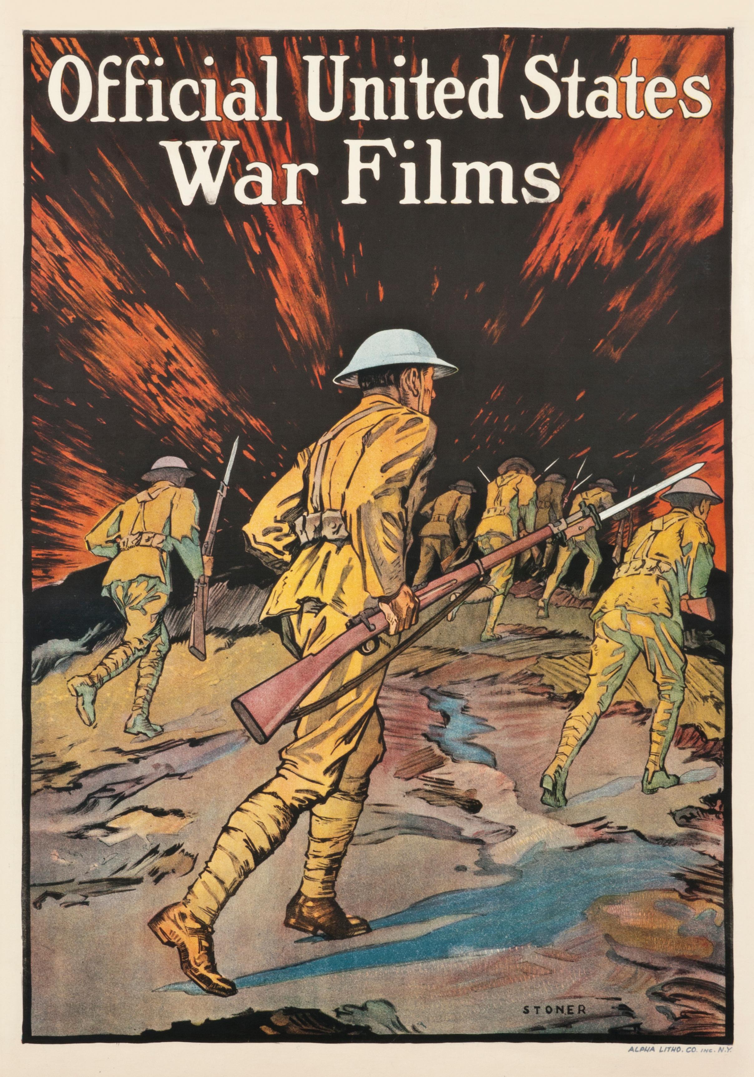 "Official United States War Films (infantrymen)" Original Vintage WWI Poster - Print by Stoner