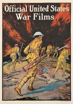 "Official United States War Films (infantrymen)" Original Vintage WWI Poster