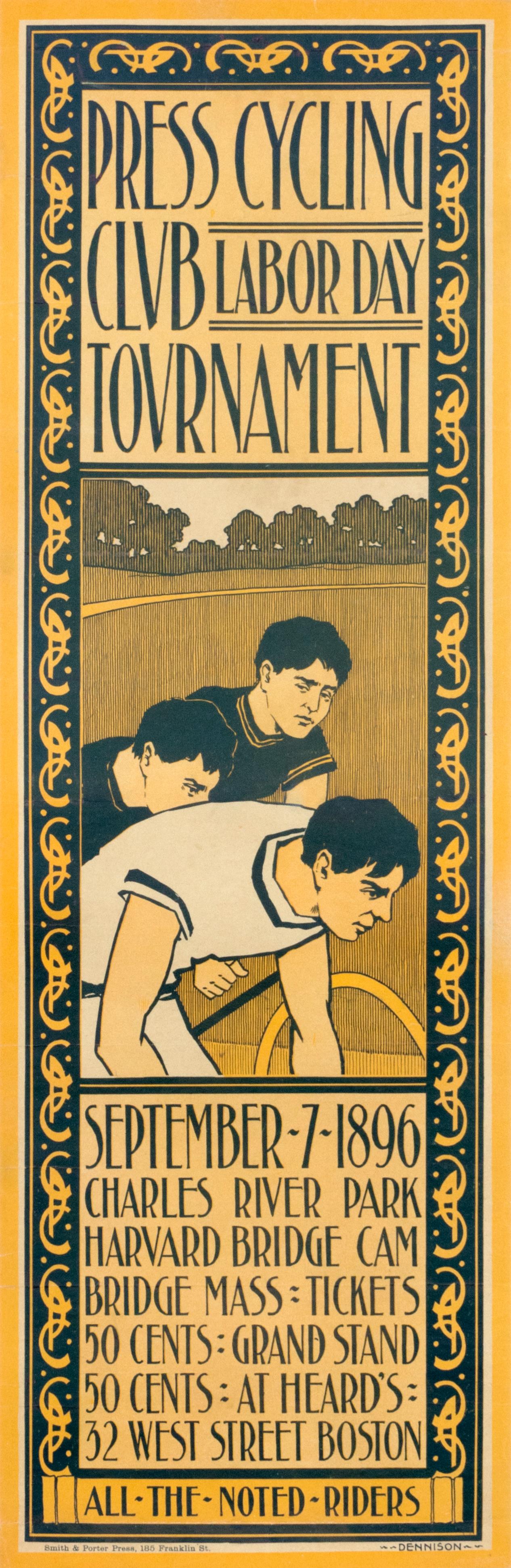 "Press Cycling Club - Labor Day Tournament" Original Vintage Cycling Poster 1896 - Print by Ethan Allen Dennison