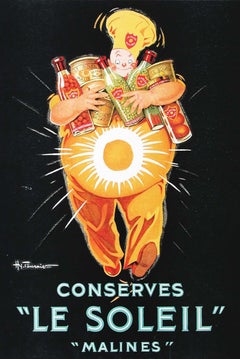 Vintage "Conserves 'Le Soleil'" small store advertising display 1930 with Chef