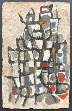Et puis, voilá!, Vieira da Silva, 1951, Contemporary Art, Gouache on paper, Red