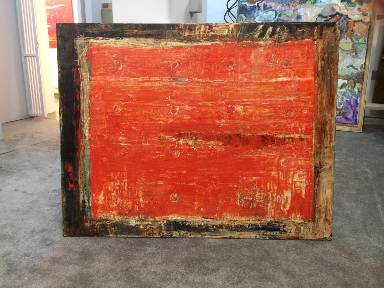 Untitled, Gonzalez Bravo, Abstract Art, 2015, Oil on canvas, Orange, Red For Sale 3