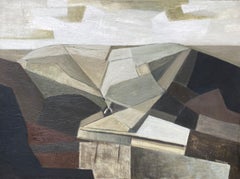 Paisagem Transmontana, 1965, Justino Alves, Modern Art, Oil on canvas, Grey