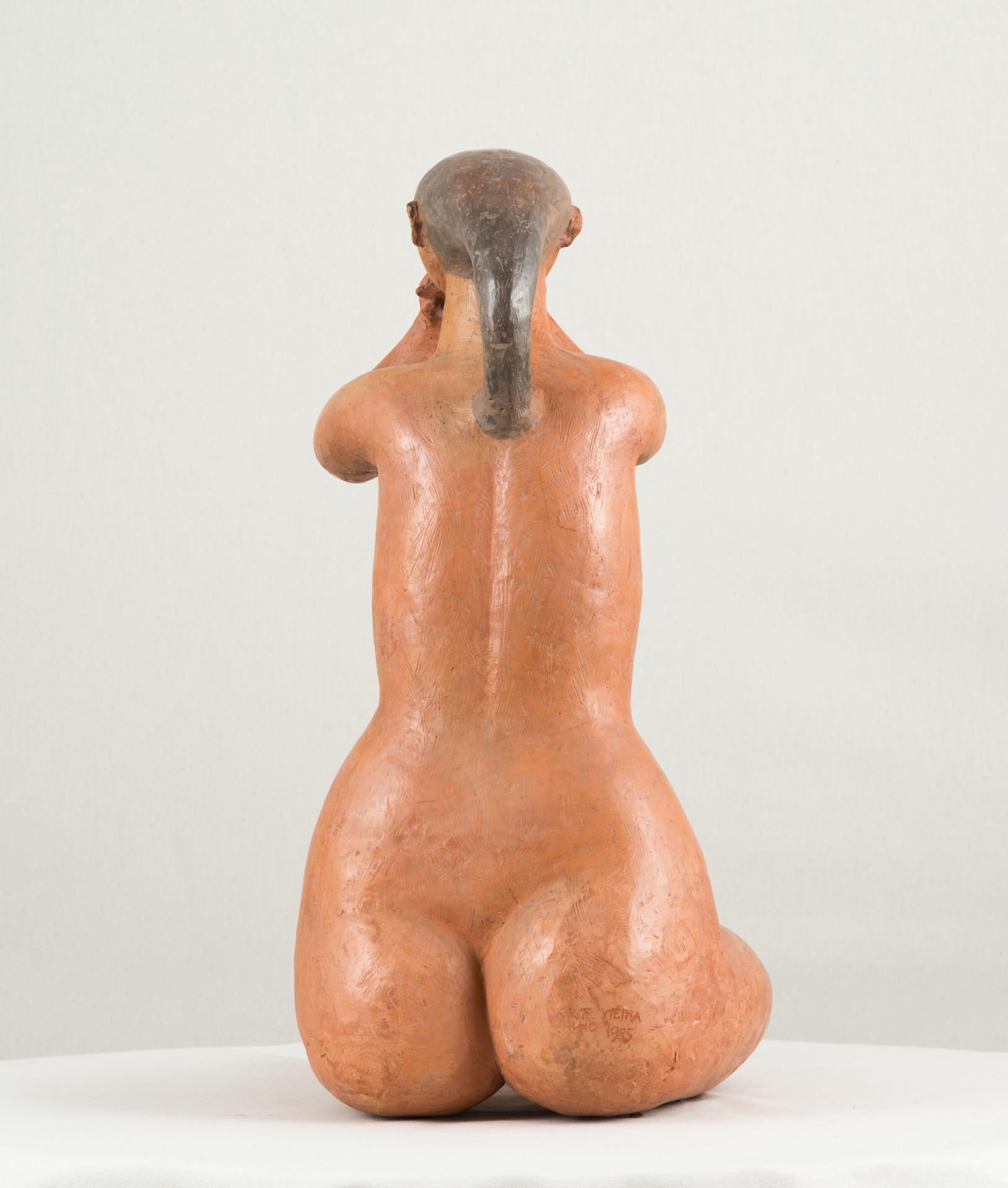 Ocarina, 1985, Jorge Vieira, Modern Art, Terracotta Sculpture, Orange brown For Sale 5