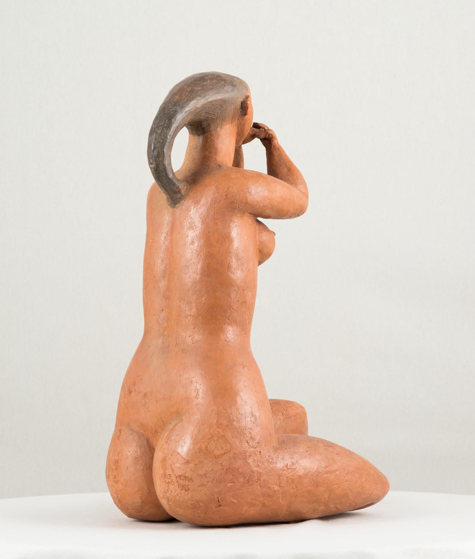 Ocarina, 1985, Jorge Vieira, Modern Art, Terracotta Sculpture, Orange brown For Sale 6