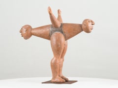 Homem com duas cabeças, 1973, Jorge Vieira, Modern Art, Terracotta, Orange brown
