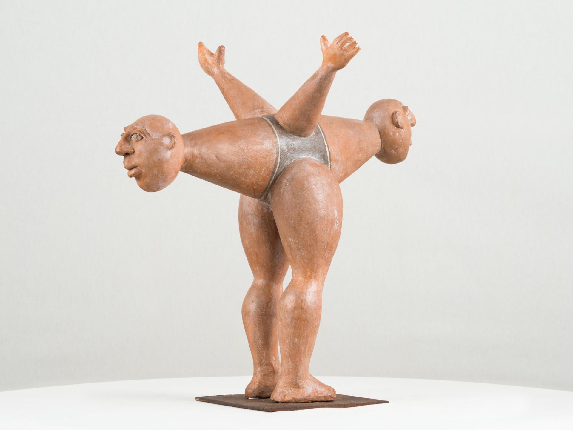 Homem com duas cabeças, 1973, Jorge Vieira, Modern Art, Terracotta, Orange brown For Sale 8