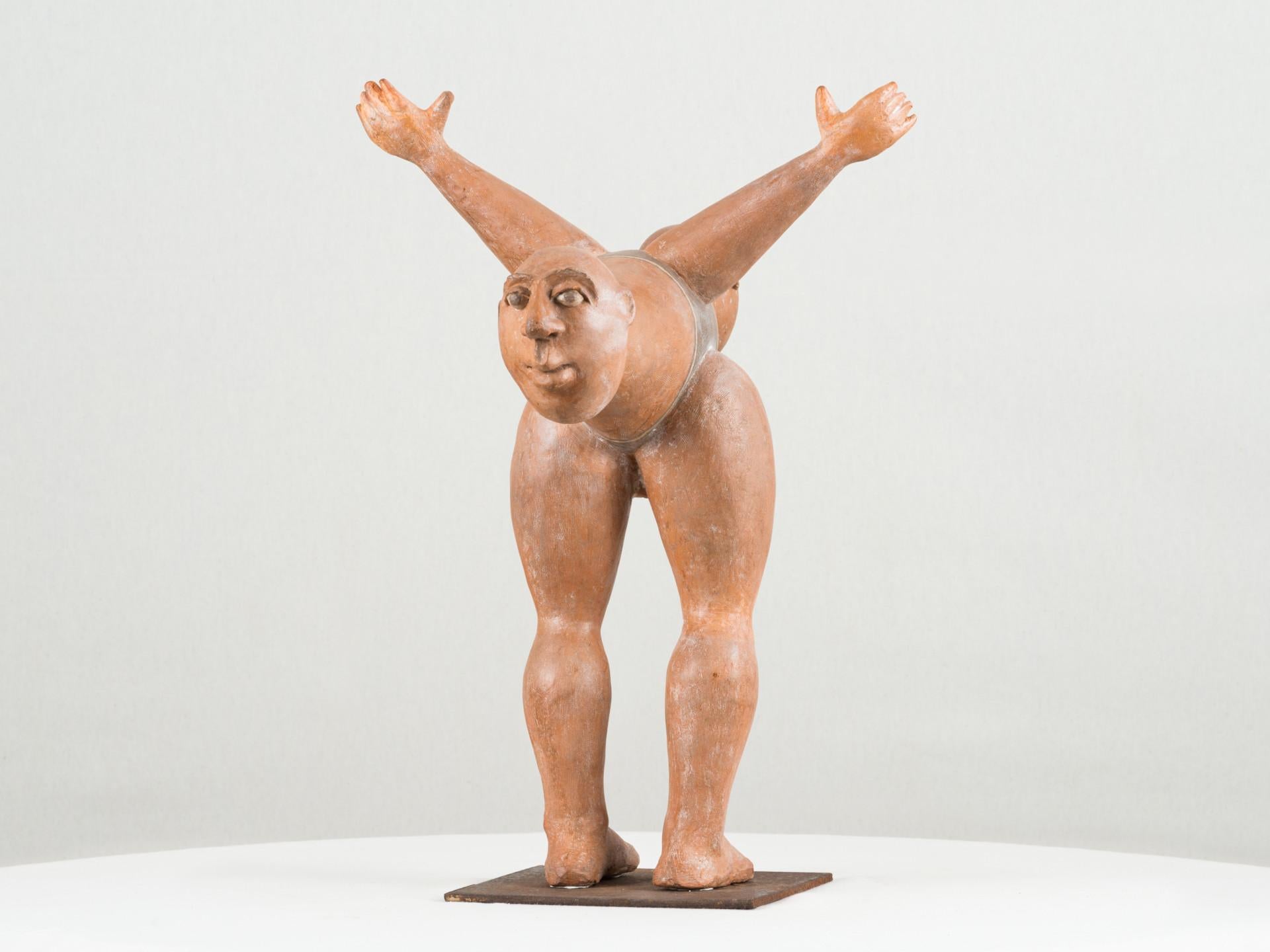 Homem com duas cabeças, 1973, Jorge Vieira, Modern Art, Terracotta, Orange brown For Sale 7