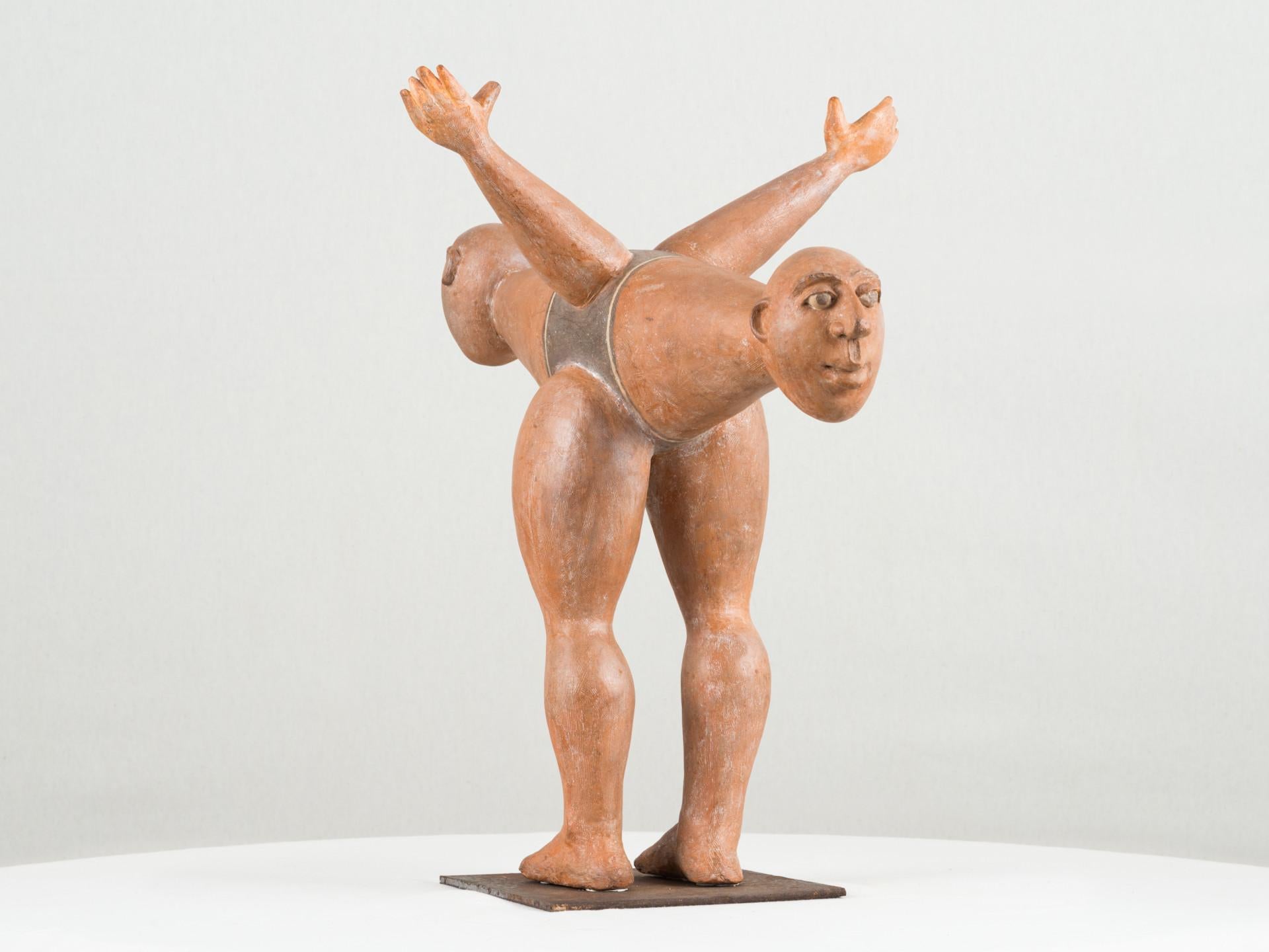 Homem com duas cabeças, 1973, Jorge Vieira, Modern Art, Terracotta, Orange brown For Sale 6