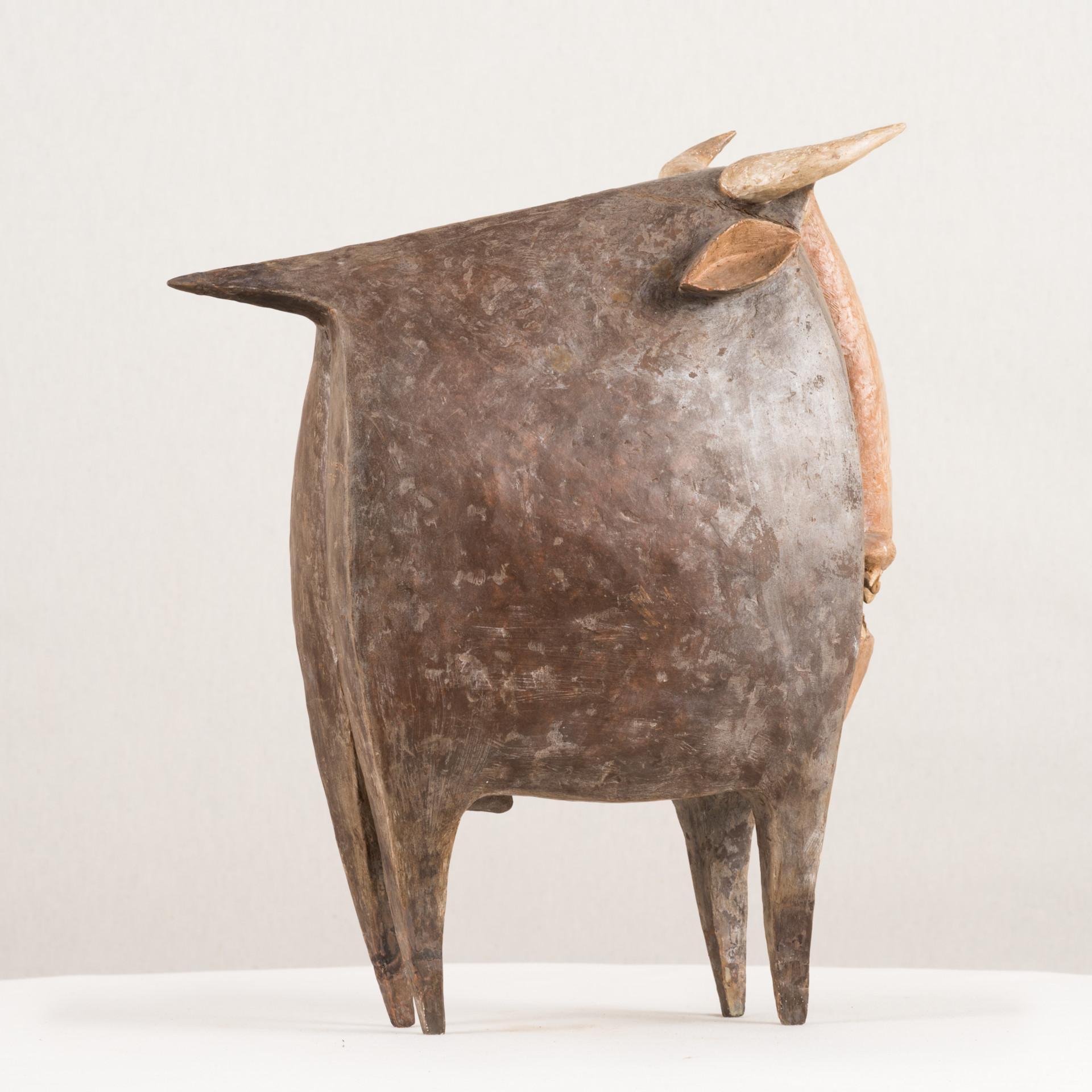 Touro, 1955, Jorge Vieira, Modern Art, Terracotta Sculpture, Brown and grey For Sale 4