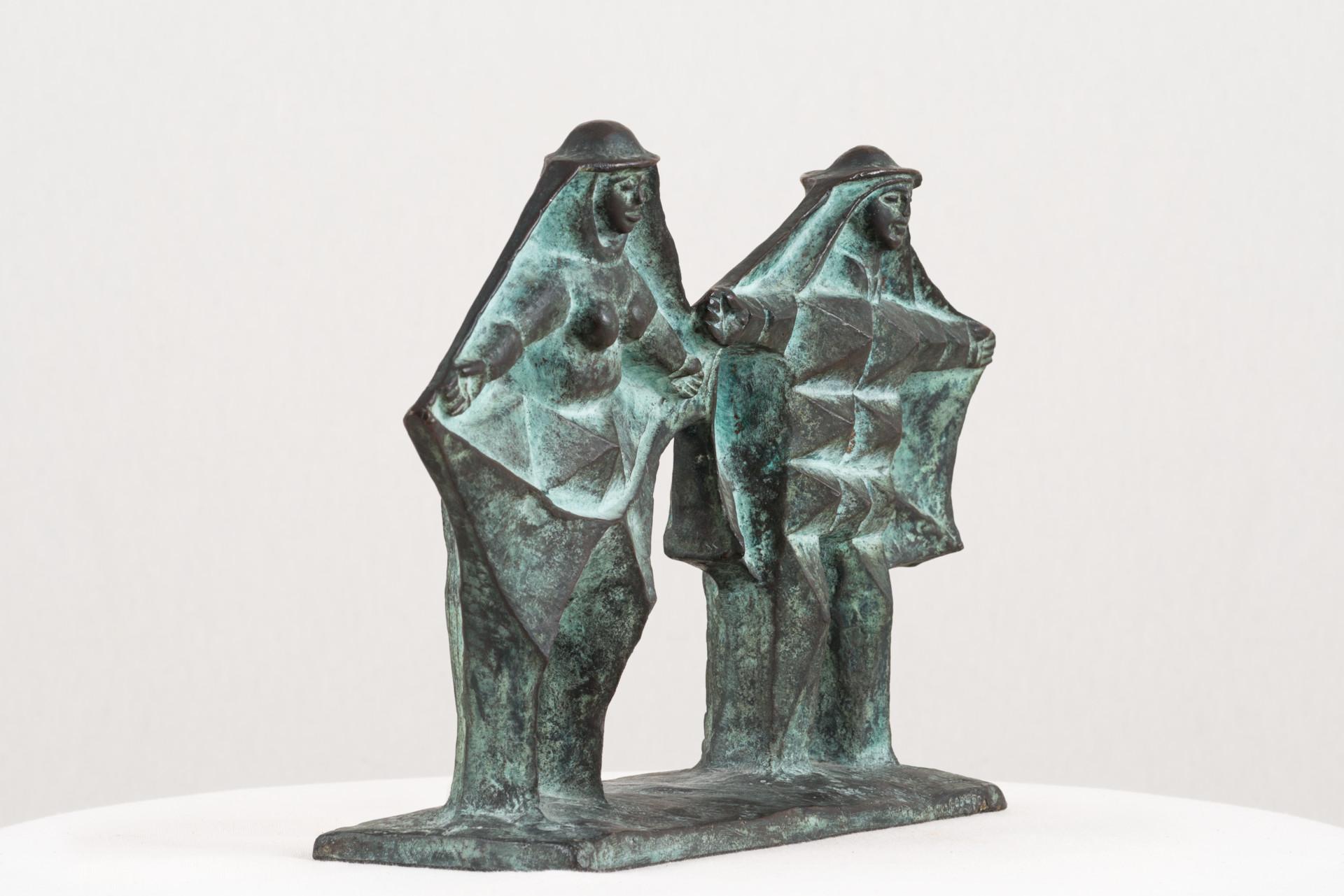 Camponeses mãos dadas, n.d., Jorge Vieira, Modern Art, Bronze Sculpture, Green For Sale 7
