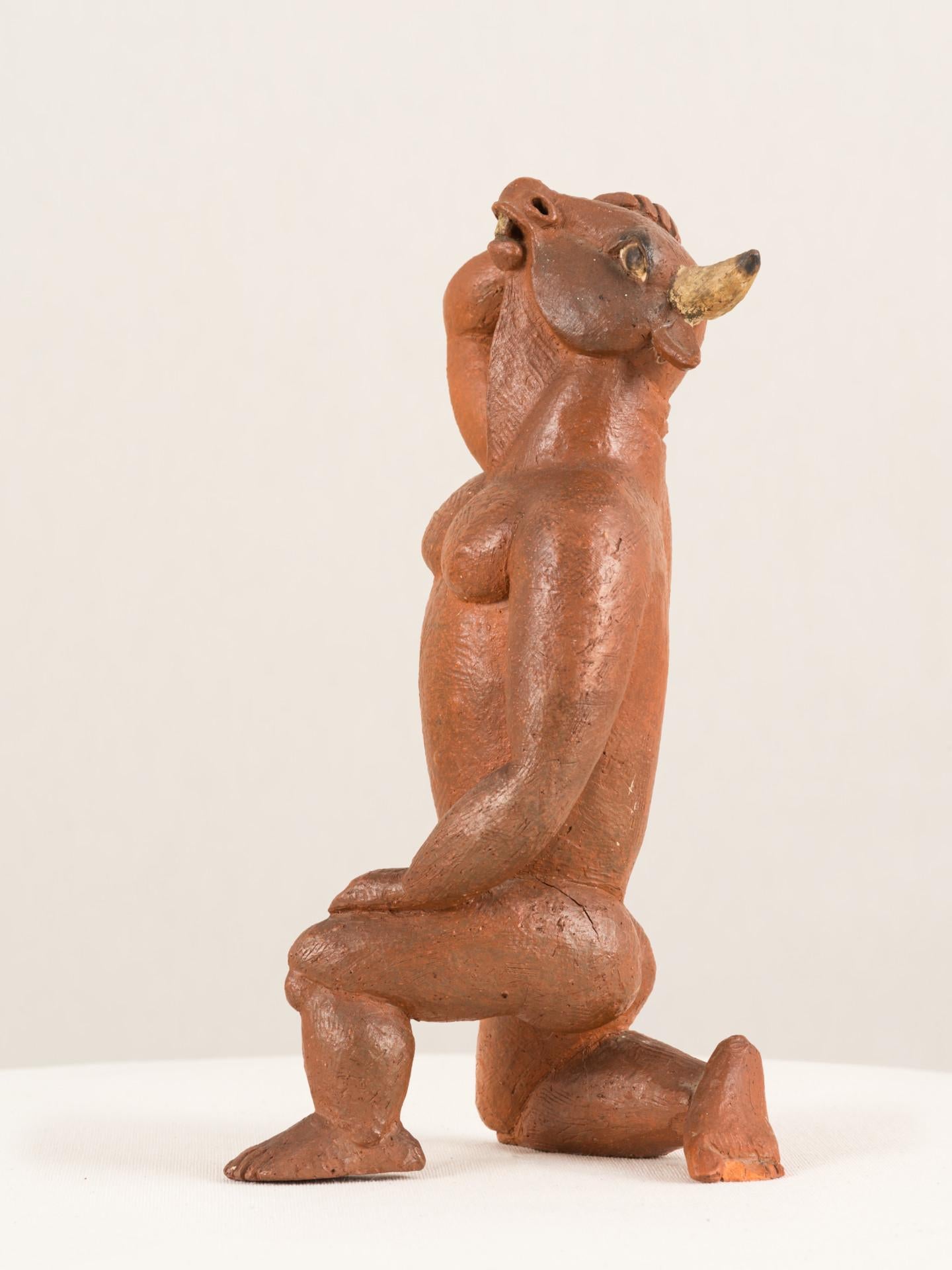 Minotauro, n.d., Jorge Vieira, Modern Art, Terracotta Sculpture, Orange brown For Sale 2