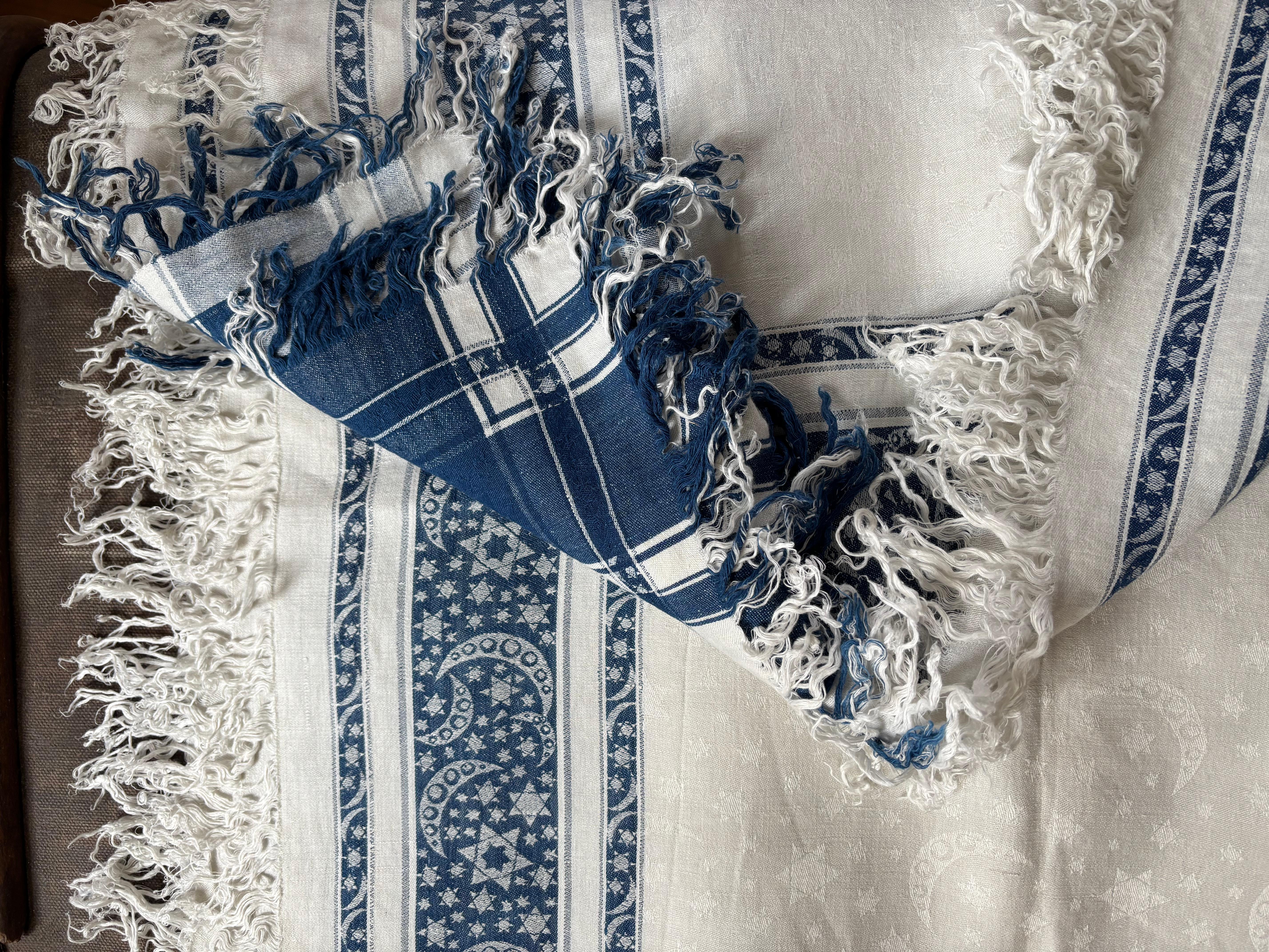 Tapis de coton en lin judaque avec serviettes en lin en vente 5