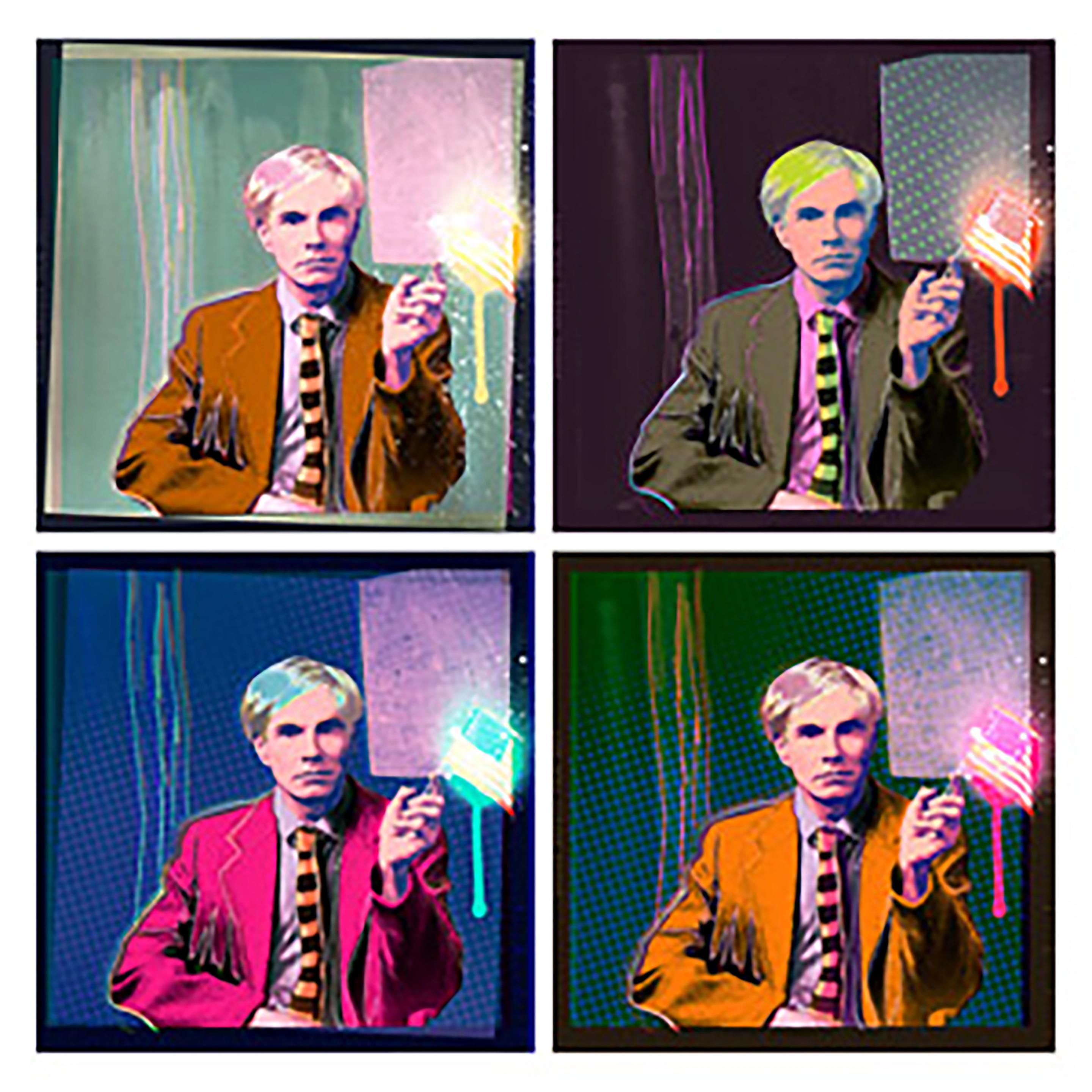Karen Bystedt & Chris Saunders Abstract Print - "Quad Andy Drip", Andy Warhol Portrait, 2015