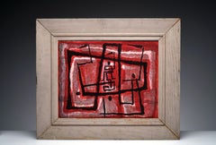 Moderne abstrakte Malerei, Tempera auf Holz, signiert 1946