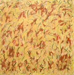 Peinture jaune à motif abstrait de George McClancy