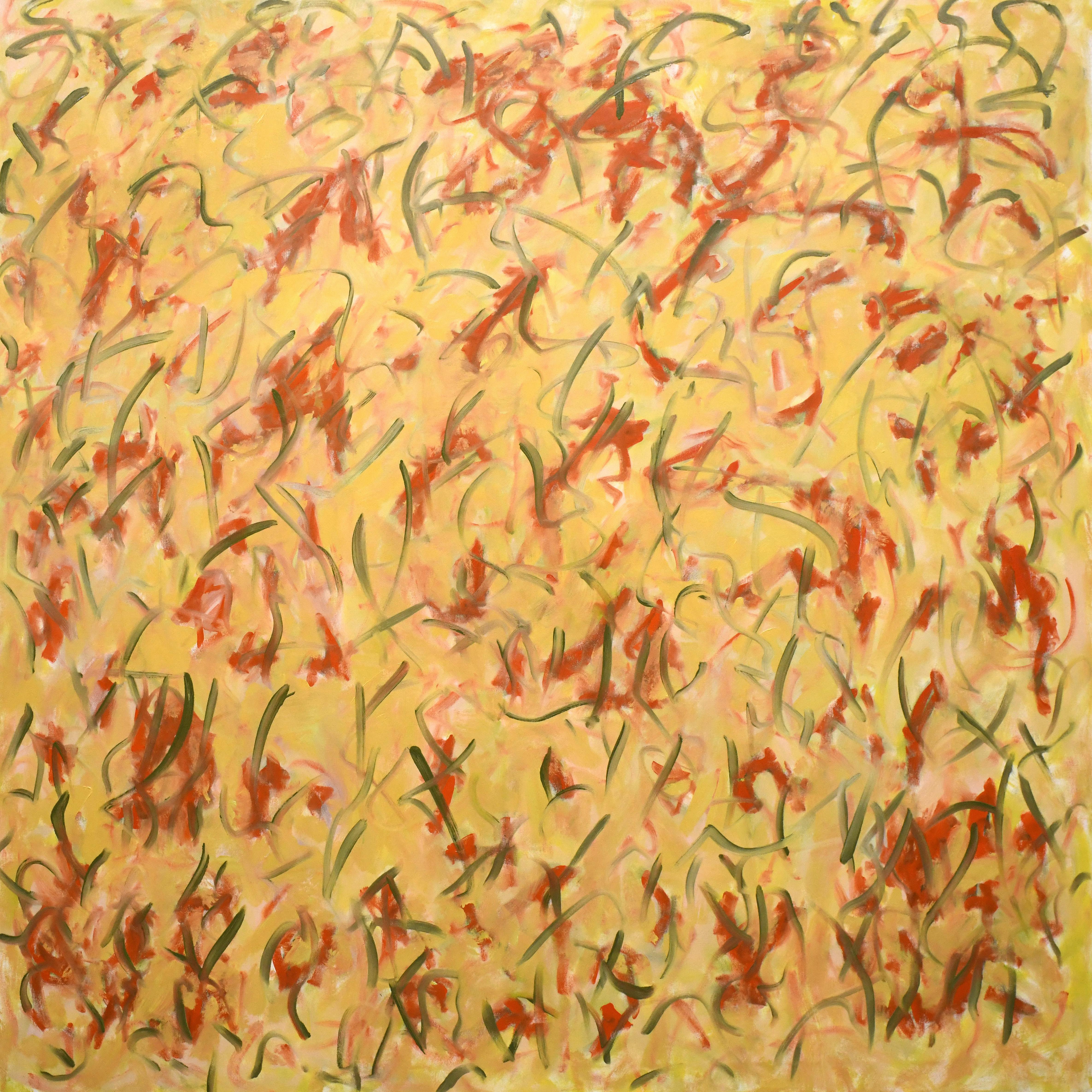 George McClancy Abstract Pattern Painting Yellow For Sale 1